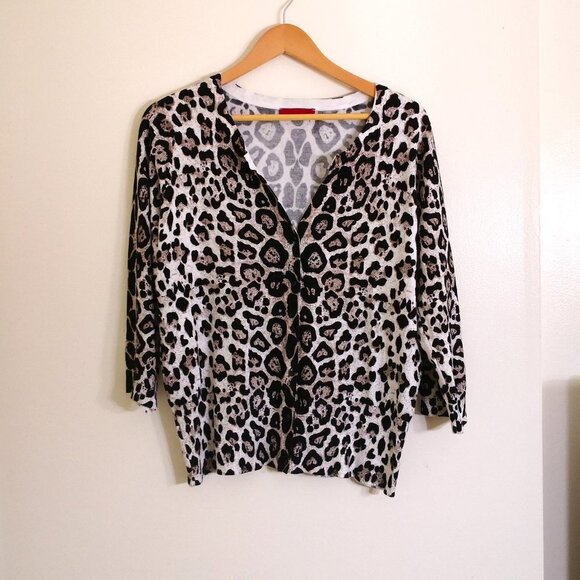 New RED Leopard Print Cardigan Size XL - Picture 1 of 4